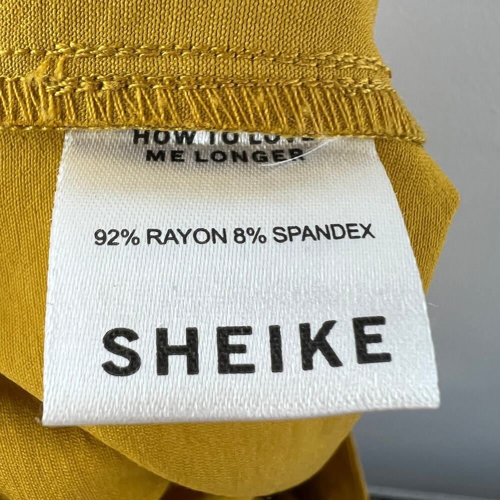 Sheike Yellow Palazzo Pants Pleated High-Rise Back Zip Casual Wide Leg Size 8 - Picture 8 of 9